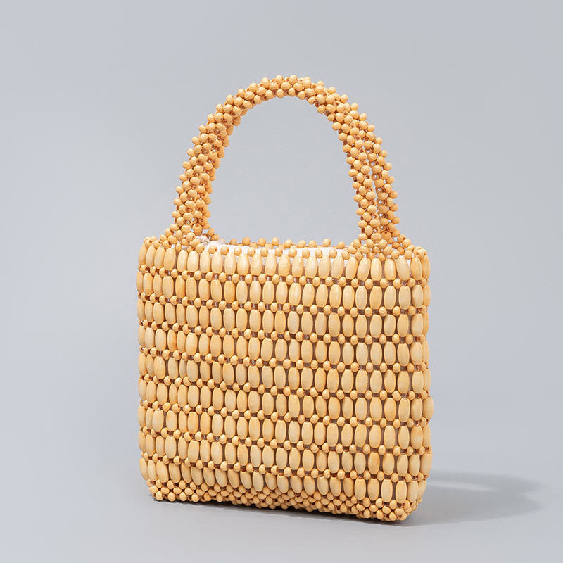 Bolso de mano de cuentas de madera hechas a mano de piedras de Buda