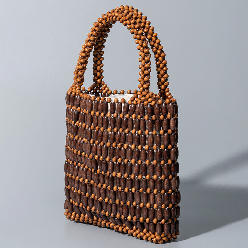 Bolso de mano de cuentas de madera hechas a mano de piedras de Buda