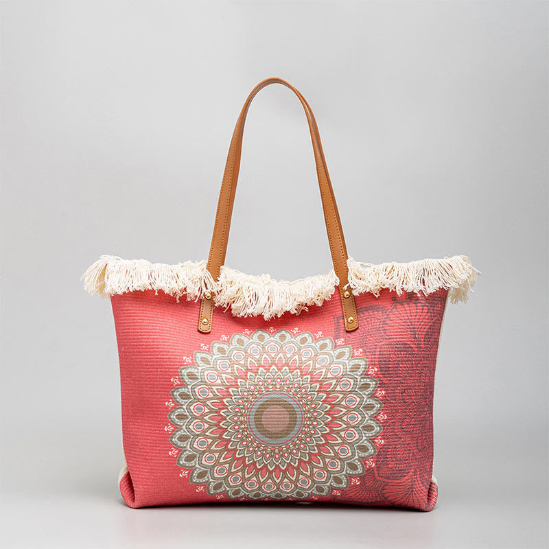 Buddha Stones Gran Capacidad Atrapa sueños Mandala Borla Lona Tote Bolso de Hombro