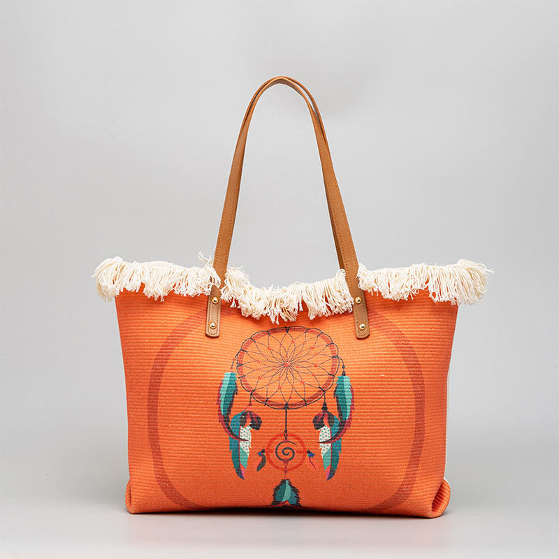 Buddha Stones Gran Capacidad Atrapa sueños Mandala Borla Lona Tote Bolso de Hombro