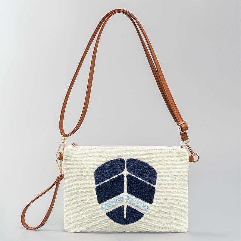 Bolso bandolera de lona de Hamsa con hojas del ojo malo y piedras de Buda