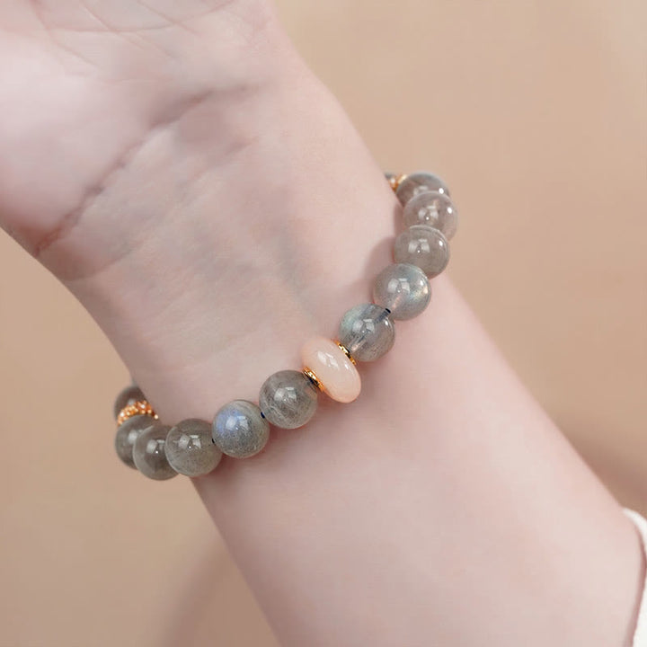 Buddha Stones Pulsera de Curación de Piedra Lunar de Labradorita Natural