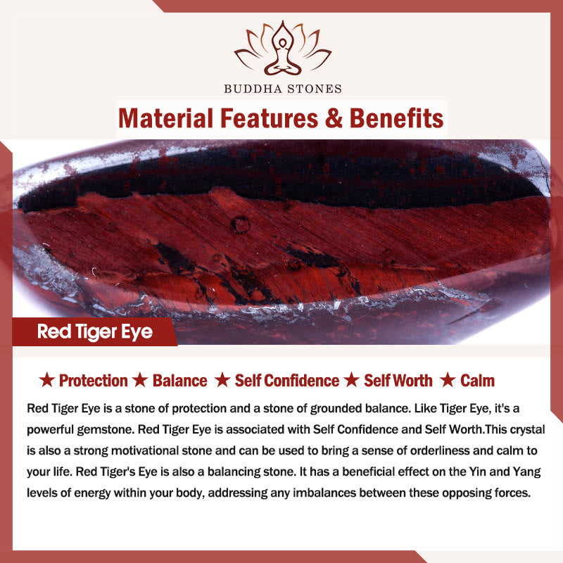 Brazalete de Coraje con Piedras de Buda, Ojo de Tigre Rojo Rosado, Carácter Fu