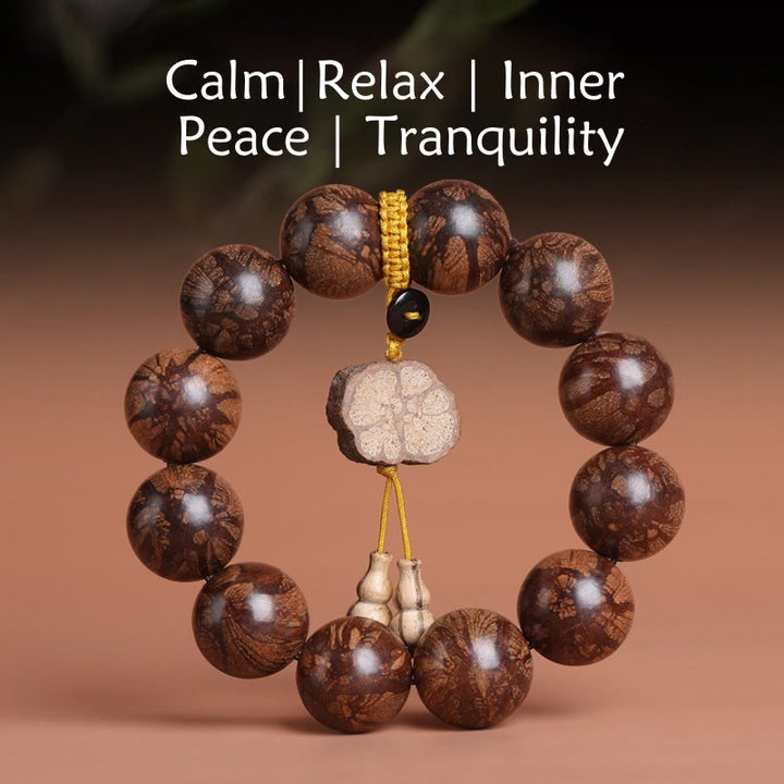 Pulsera de Madera de Flor de Ciruelo de Buddha Stones para la Paz Interior