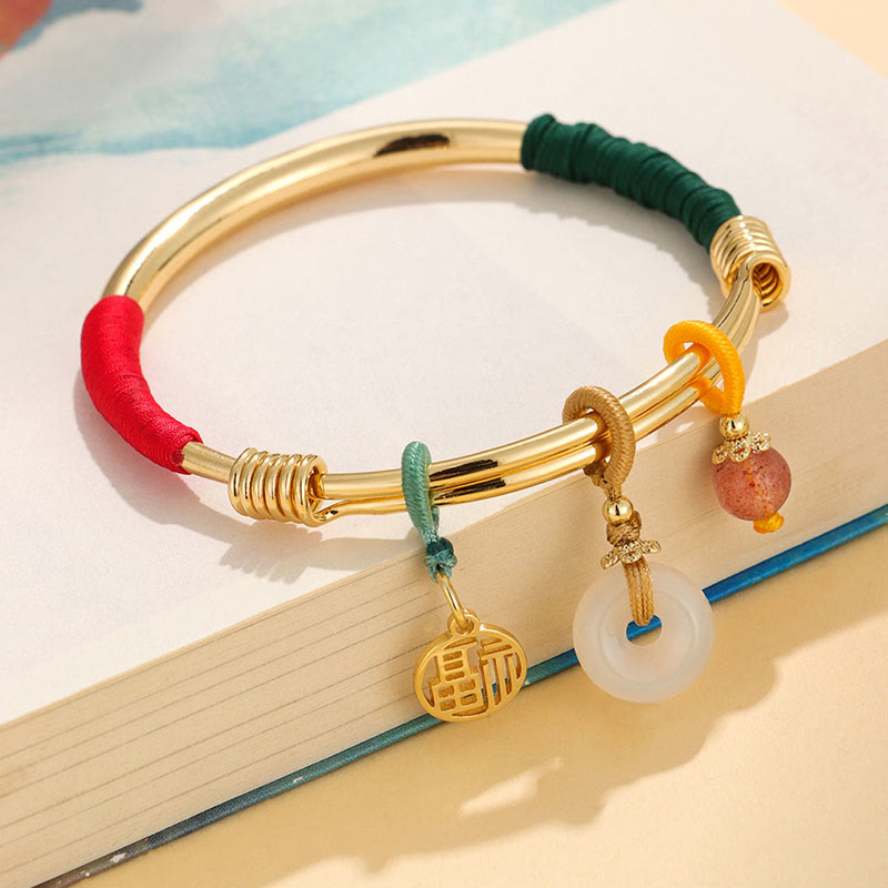 Buda Piedras Cristal Rosa Paz Broche de la Suerte Flor Pulsera de Amor Brazalete - Hebilla de la paz chapada en oro (diámetro interior: 56-60 mm) - image 0