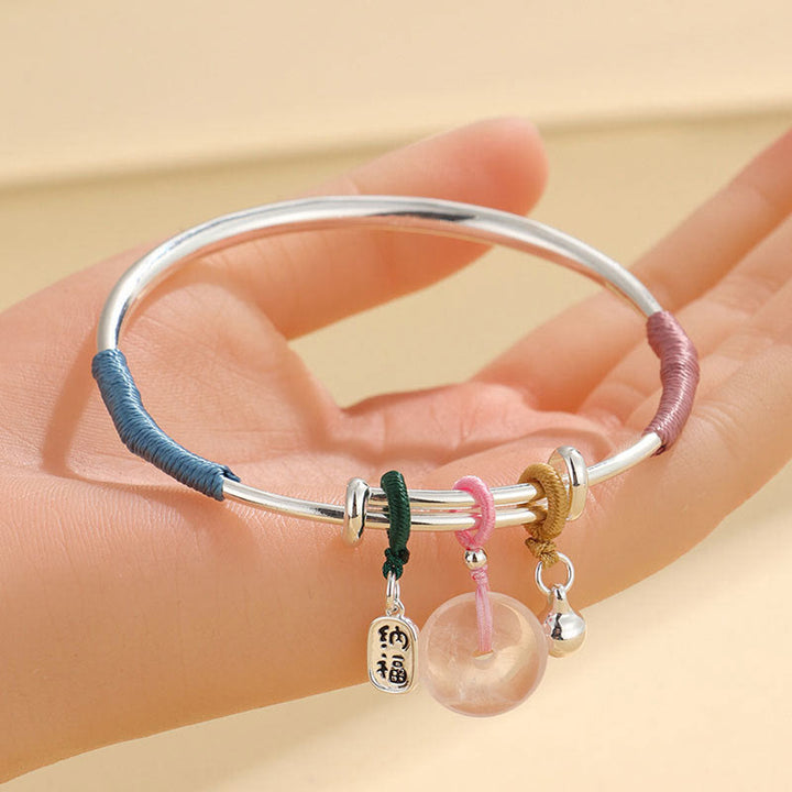 Buda Piedras Cristal Rosa Paz Broche de la Suerte Flor Pulsera de Amor Brazalete