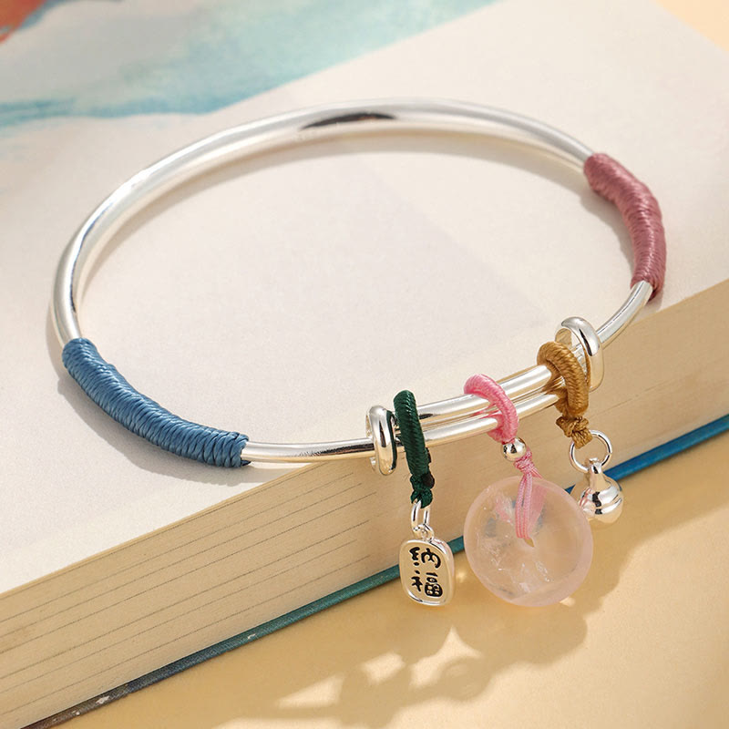 Buda Piedras Cristal Rosa Paz Broche de la Suerte Flor Pulsera de Amor Brazalete - Hebilla de cristal rosa con el símbolo de la paz (Diámetro interior: 56-60 mm) - image 7