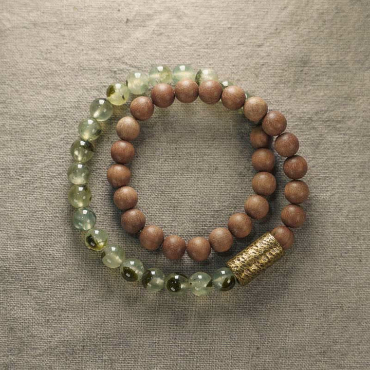 Buda Piedras Cuarzo Rutilado Verde Sándalo Natural Pulsera de Purificación
