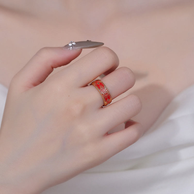 Anillo de curación de cobre con cinco escrituras de piedras de Buda