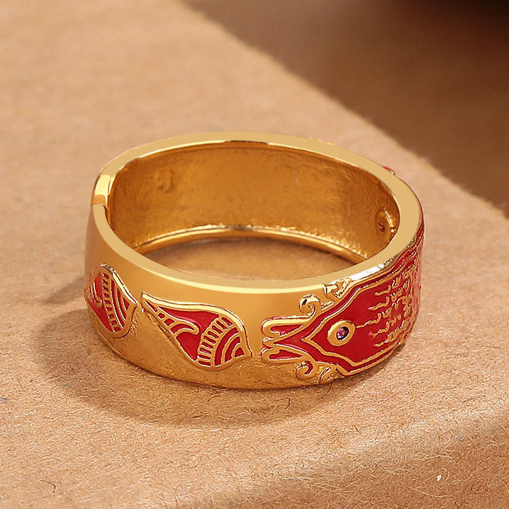 Anillo de curación de cobre con cinco escrituras de piedras de Buda