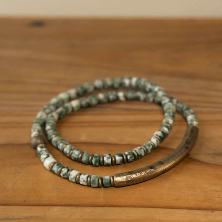 Pulsera de Armonía y Sabiduría con Piedras de Buda de Sodalita, Jaspe Imagen y Punto Verde