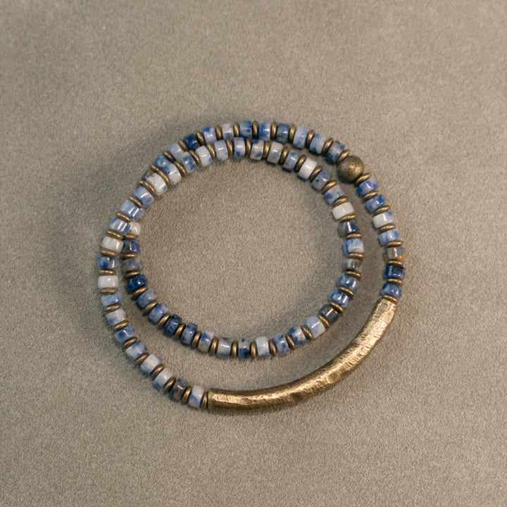 Pulsera de Armonía y Sabiduría con Piedras de Buda de Sodalita, Jaspe Imagen y Punto Verde