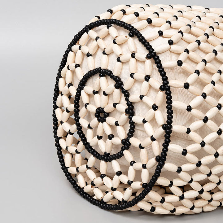 Bolso de hombro con asa de bambú, cuentas de madera tejidas a mano de piedras de Buda
