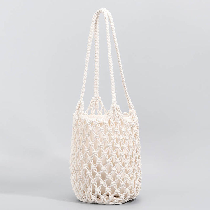 Bolso de hombro de hilo de algodón tejido a mano con piedras de Buda