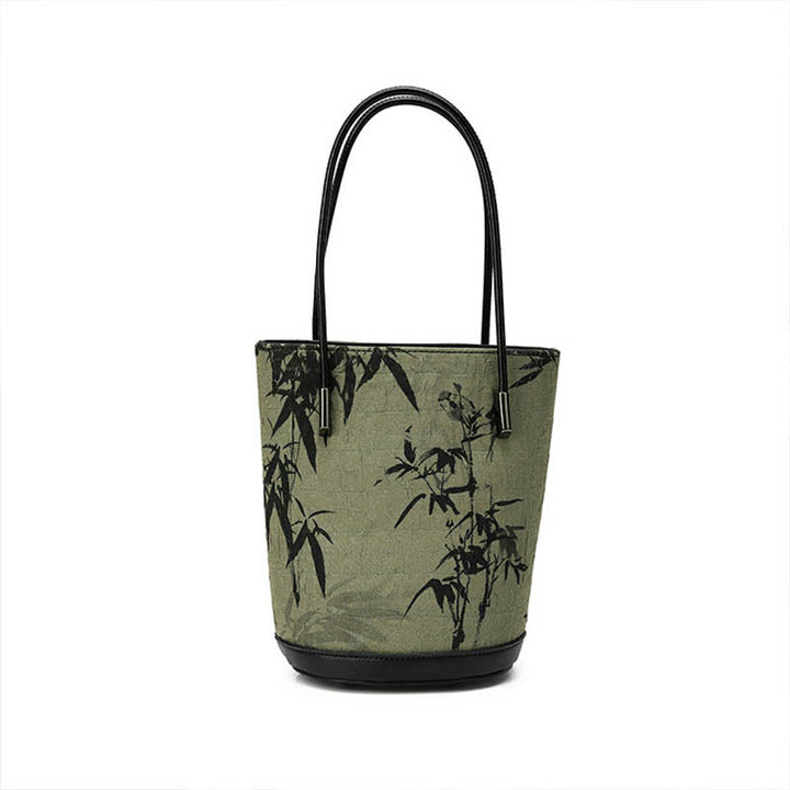 Bolso bandolera vintage con estampado de piedras de Buda y bambú verde