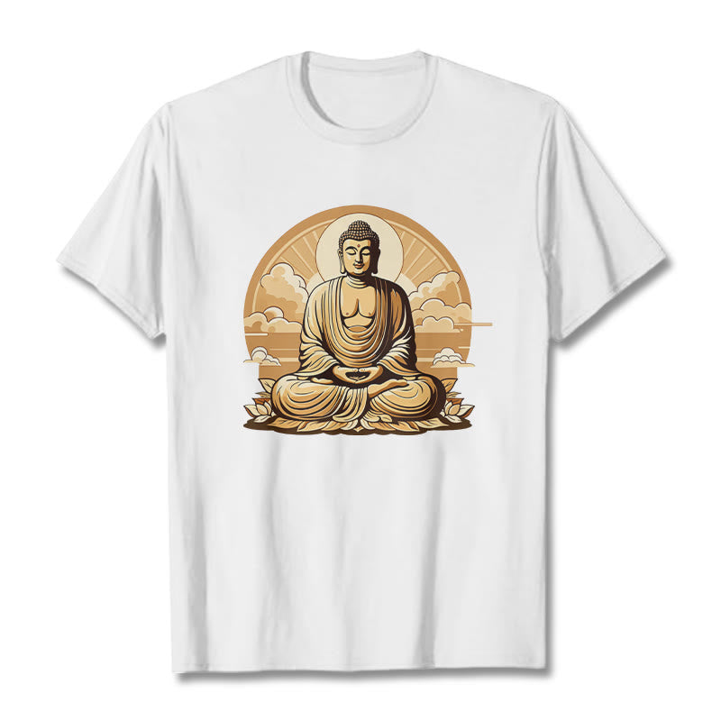 	 Piedras de Buda Sol Nubes auspiciosas Camiseta de Buda - Blanco - 2XL - image 3