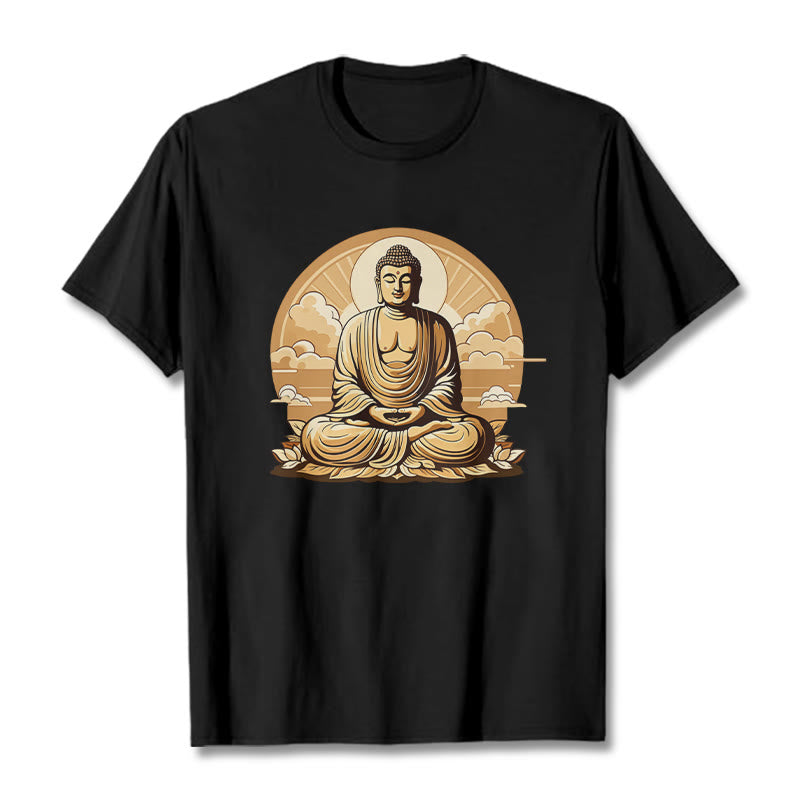 	 Piedras de Buda Sol Nubes auspiciosas Camiseta de Buda - Negro - 2XL - image 6