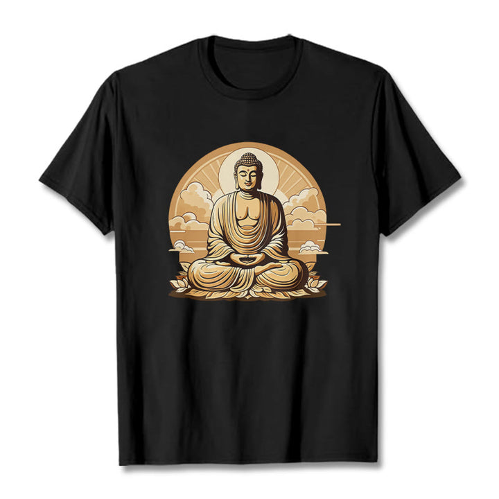 	 Piedras de Buda Sol Nubes auspiciosas Camiseta de Buda - Negro - 2XL - image 6