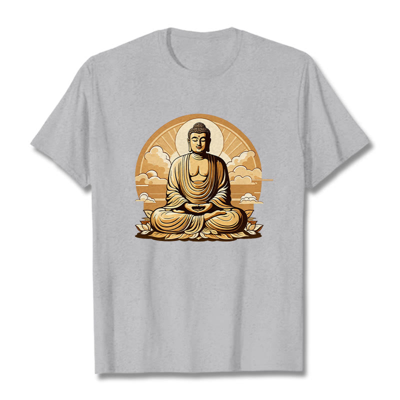 	 Piedras de Buda Sol Nubes auspiciosas Camiseta de Buda - Gris claro - 2XL - image 19