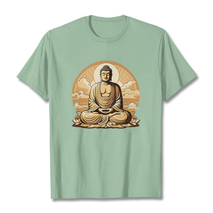 	 Piedras de Buda Sol Nubes auspiciosas Camiseta de Buda - Verde pálido - 2XL - image 14