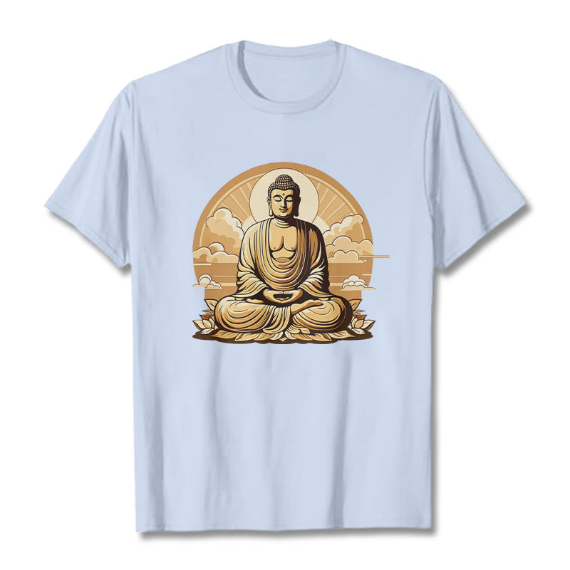 	 Piedras de Buda Sol Nubes auspiciosas Camiseta de Buda - Cian claro - 2XL - image 18