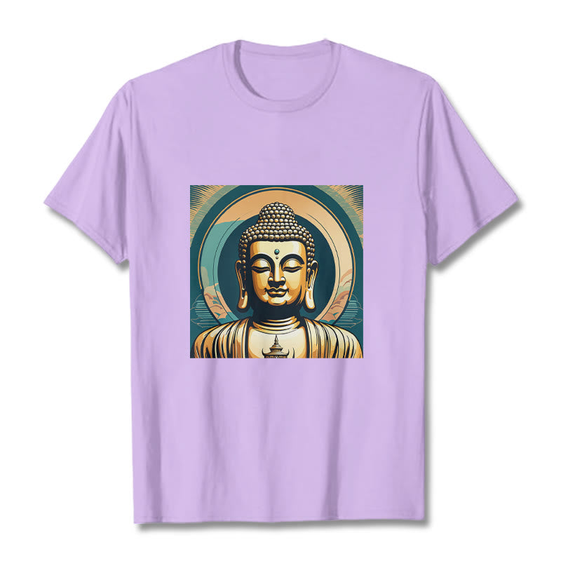 Camiseta Budista con Aura de Piedras y Buda Dorado - Ciruela - 2XL - image 15