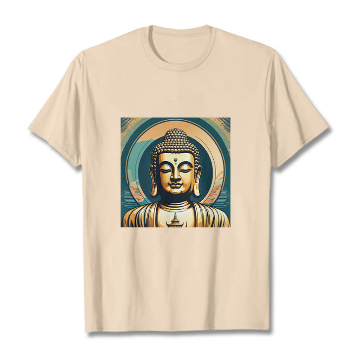 Camiseta Budista con Aura de Piedras y Buda Dorado - Sopa de mariscos - 2XL - image 7