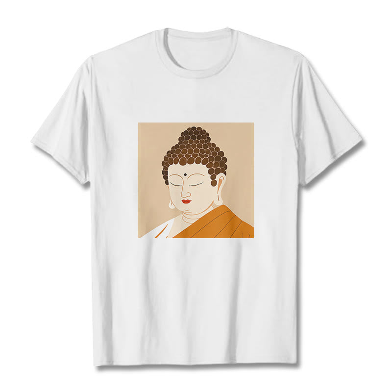 	Camiseta de Buda con Piedras, Ojos Cerrados y Relajación - Blanco - 2XL - image 1