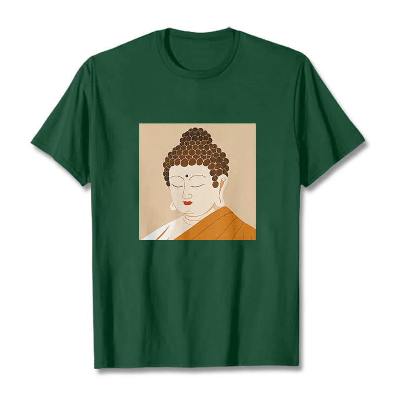 	Camiseta de Buda con Piedras, Ojos Cerrados y Relajación - Verde bosque - 2XL - image 10