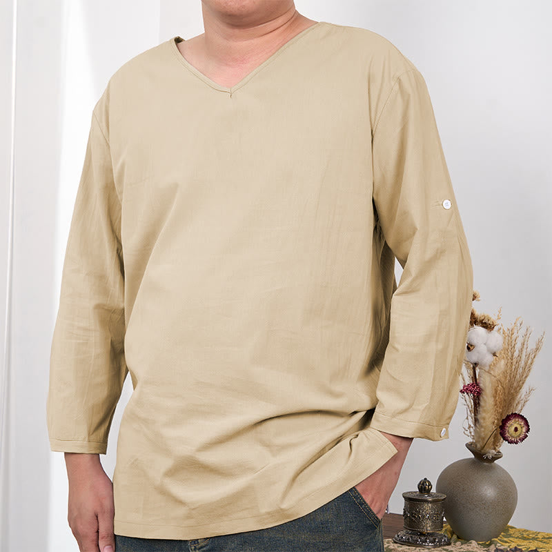 Camiseta de hombre de manga tres cuartos de color sólido con Buddha Stones - Mocasín - US/UK/AU48, UE58 (4XL) - image 5