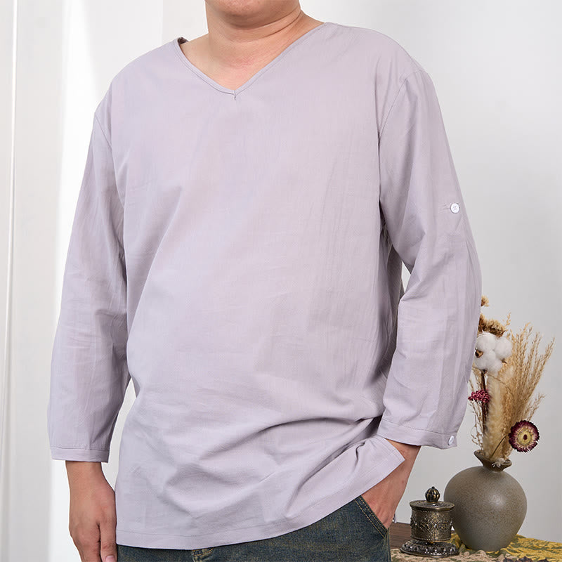 Camiseta de hombre de manga tres cuartos de color sólido con Buddha Stones - Gainsboro - US/UK/AU48, UE58 (4XL) - image 7