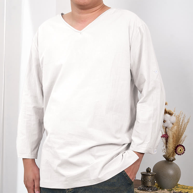 Camiseta de hombre de manga tres cuartos de color sólido con Buddha Stones - Lino - US/UK/AU48, UE58 (4XL) - image 10