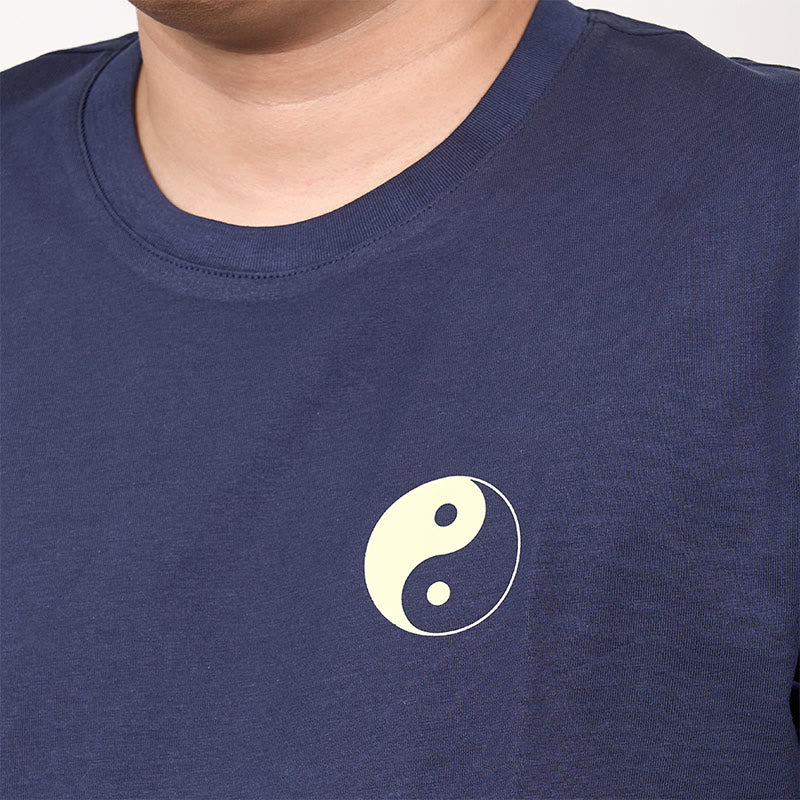 Buddha Stones Camiseta de algodón Yin Yang de manga corta con cuello redondo de verano para hombre - image 2