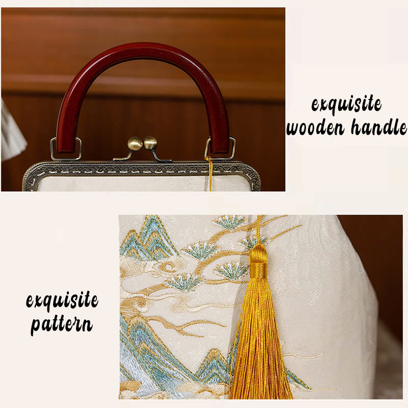 Bolso de mano con paisaje de piedras de Buda jacquard cruzado