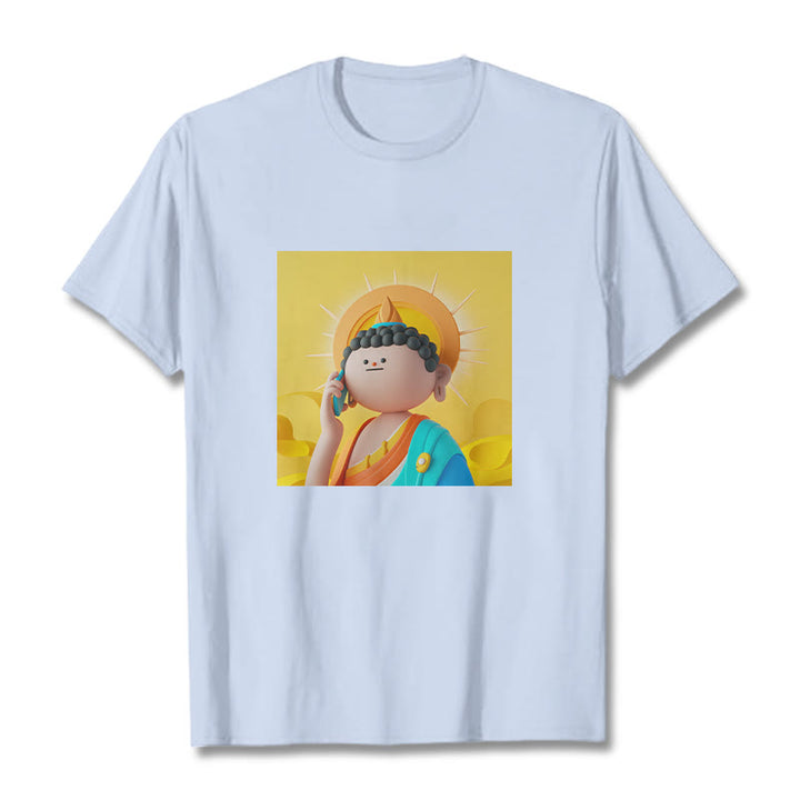 Buddha Stones Buddha Levanta El Teléfono Tee Camiseta - Cian claro - 2XL - image 18