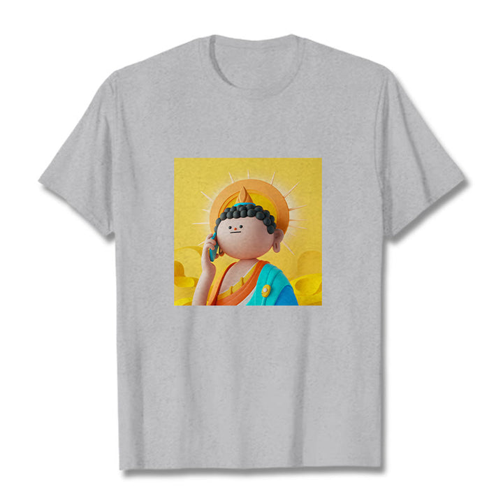 Buddha Stones Buddha Levanta El Teléfono Tee Camiseta - Gris claro - 2XL - image 19