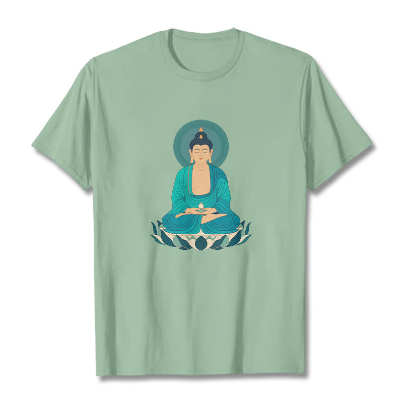 Buddha Stones Loto Meditación Buddha Camiseta T-shirt - Verde pálido - 2XL - image 17
