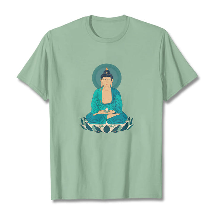 Buddha Stones Loto Meditación Buddha Camiseta T-shirt - Verde pálido - 2XL - image 17