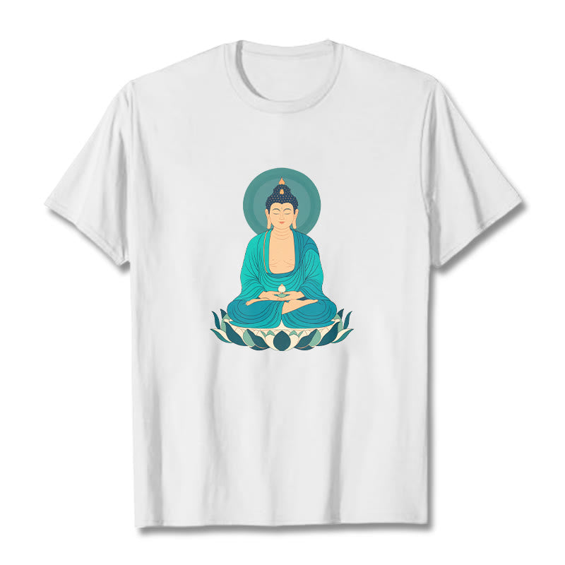 Buddha Stones Loto Meditación Buddha Camiseta T-shirt - Blanco - 2XL - image 5