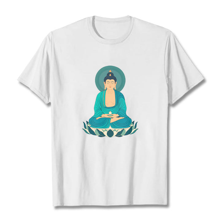 Buddha Stones Loto Meditación Buddha Camiseta T-shirt - Blanco - 2XL - image 5