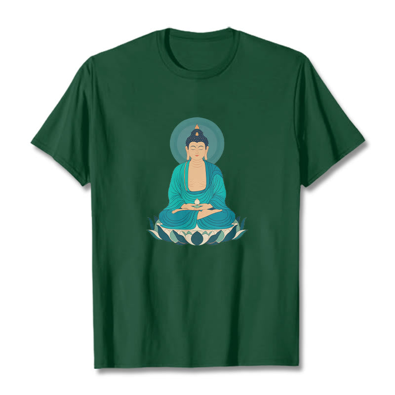 Buddha Stones Loto Meditación Buddha Camiseta T-shirt - Verde bosque - 2XL - image 3