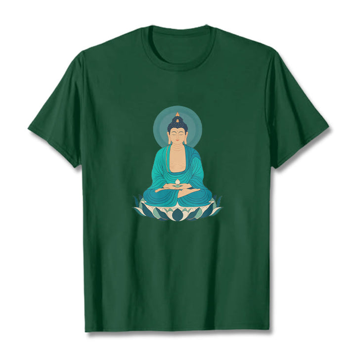 Buddha Stones Loto Meditación Buddha Camiseta T-shirt - Verde bosque - 2XL - image 3