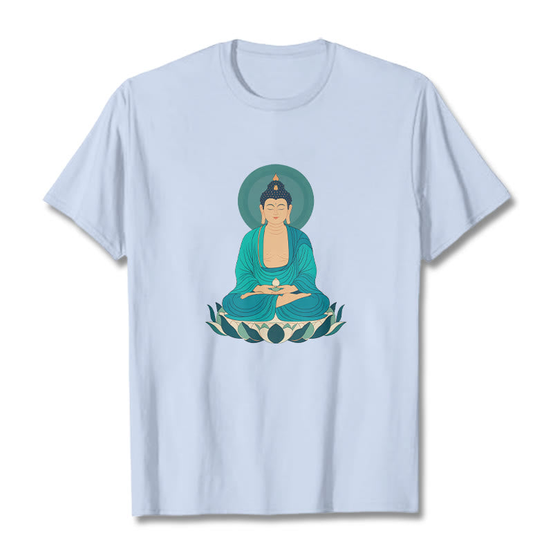 Buddha Stones Loto Meditación Buddha Camiseta T-shirt - Cian claro - 2XL - image 8