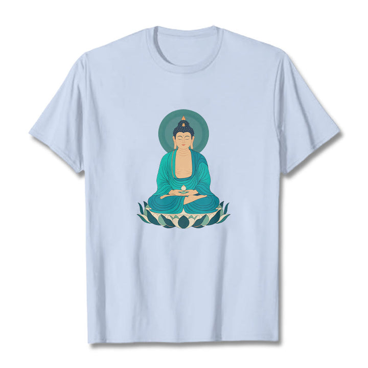 Buddha Stones Loto Meditación Buddha Camiseta T-shirt - Cian claro - 2XL - image 8