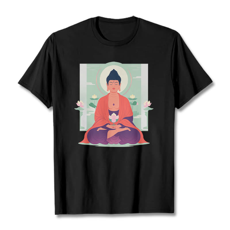 Camiseta de meditación de loto de Buddha Stones - Negro - 2XL - image 7
