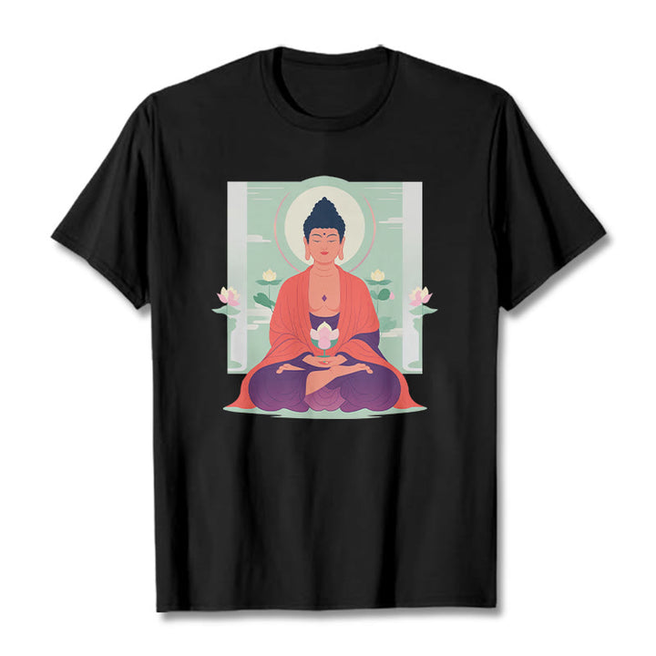 Camiseta de meditación de loto de Buddha Stones - Negro - 2XL - image 7