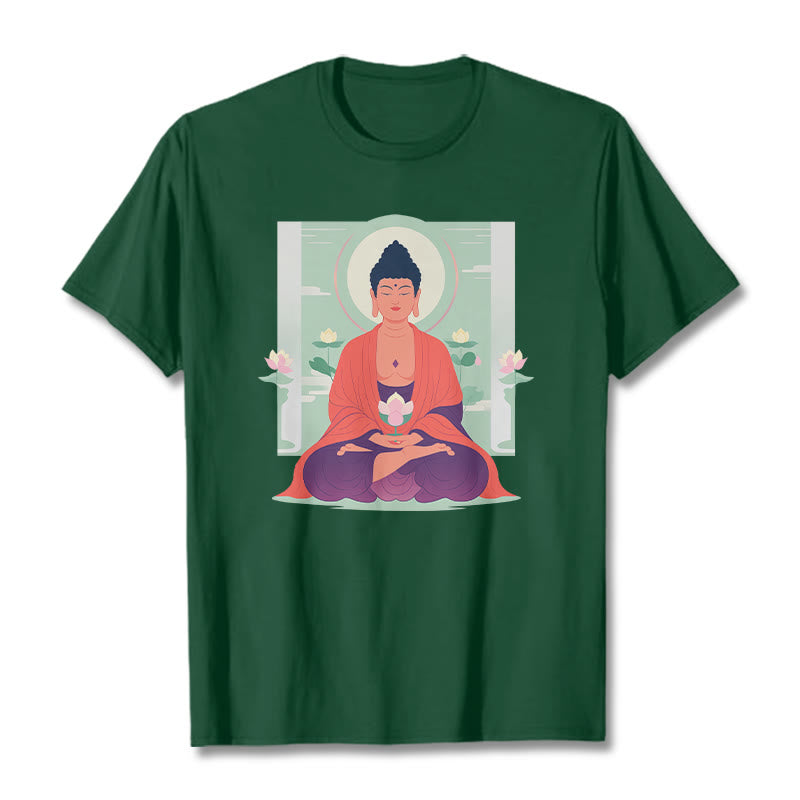 Camiseta de meditación de loto de Buddha Stones - Verde bosque - 2XL - image 4