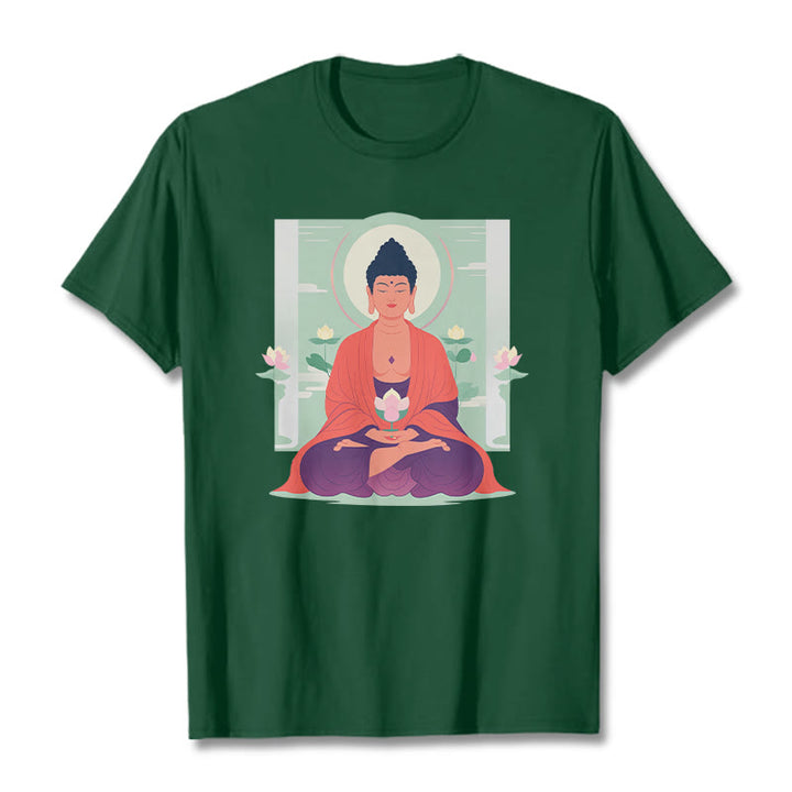 Camiseta de meditación de loto de Buddha Stones - Verde bosque - 2XL - image 4