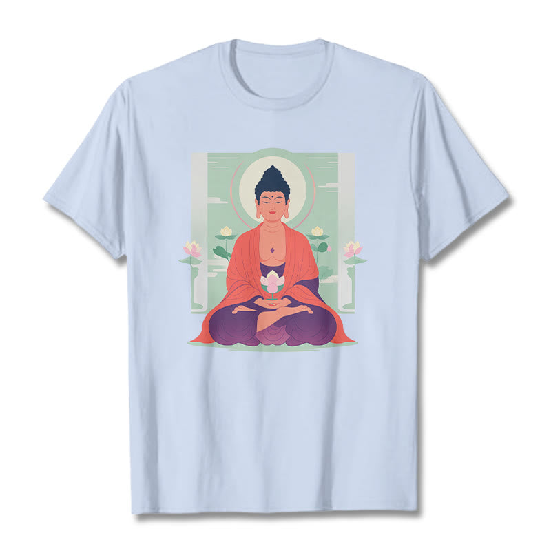 Camiseta de meditación de loto de Buddha Stones - Cian claro - 2XL - image 6