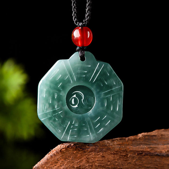 Buddha Stones Natural Jade FengShui Bagua Yin Yang prosperidad collar colgante - image 3